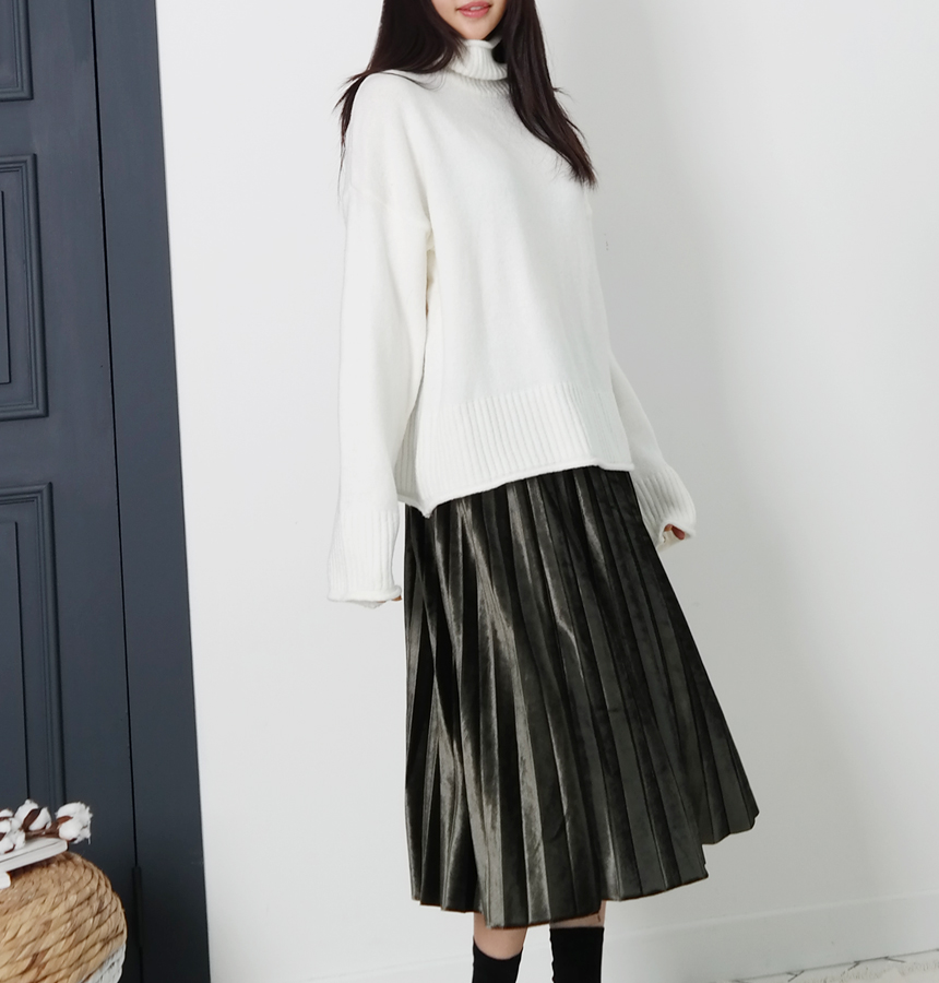 Velvet bending pleated skirt pleated skirt