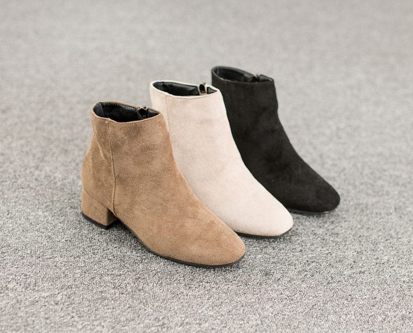 Women Suede Simple Ankle Boots Heeled Low Angle An