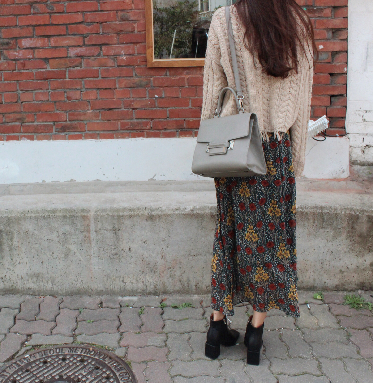 Flower chiffon maxi skirt 2col Winter Coordination