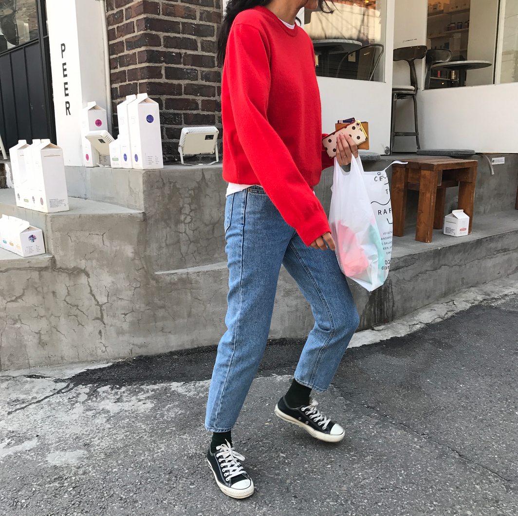 Korea Jeans Pants Non Plain Ribazin Denim S, M Pan