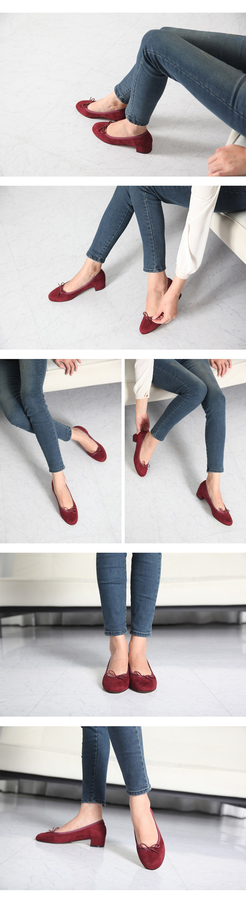 Ribbon Suede Middle Heel 3.5cm Women's Shoes Wo