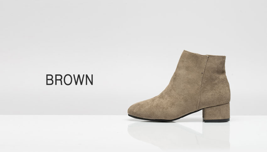 Women Suede Simple Ankle Boots Heeled Low Angle An