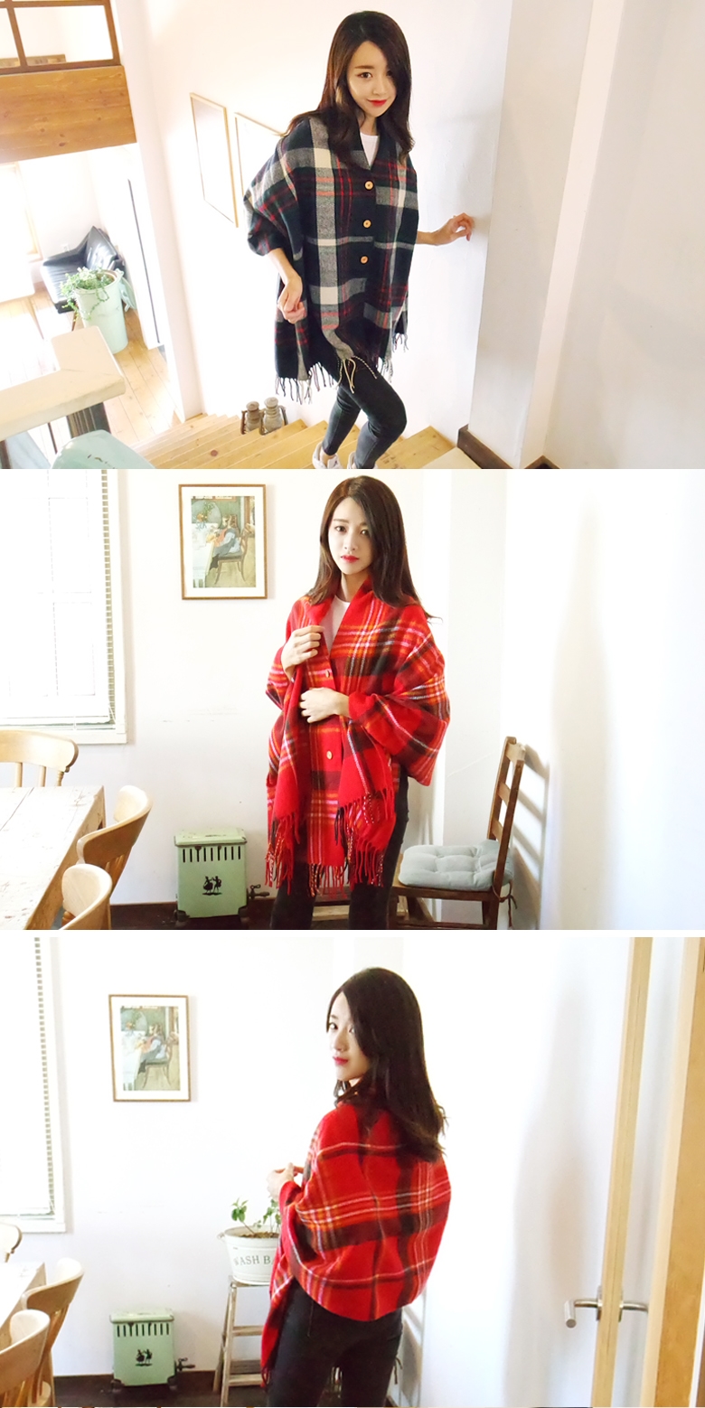 Button check shawl muffler fall winter shawl femal