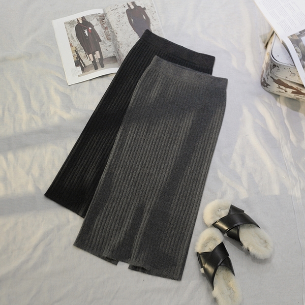 Sikkimodorugoji H line bending knit long skirt dai