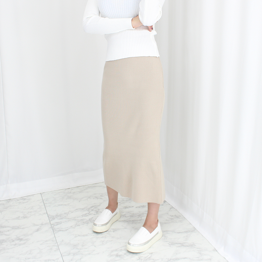 Knit Mermaid Long Skirt Midi Span High Back