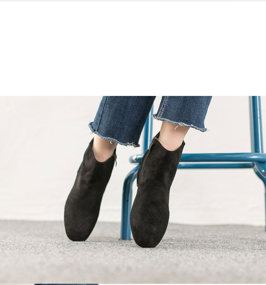 Women Suede Simple Ankle Boots Heeled Low Angle An