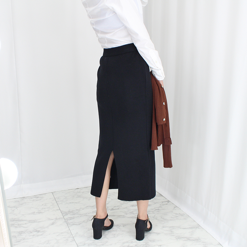 Knit Mermaid Long Skirt Midi Span High Back