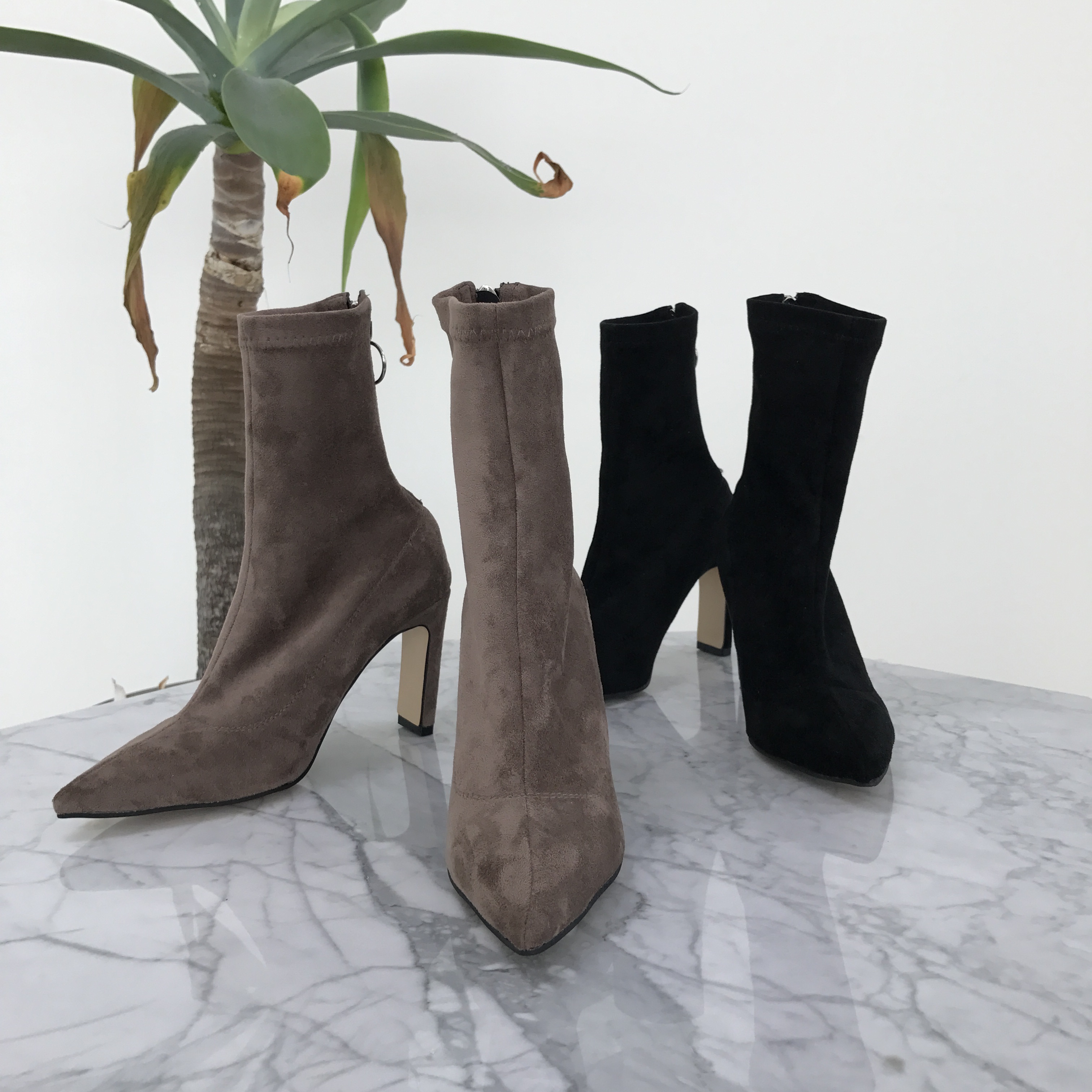 Ring Zipper Suede Angle Boots Ankle Fall Winter We