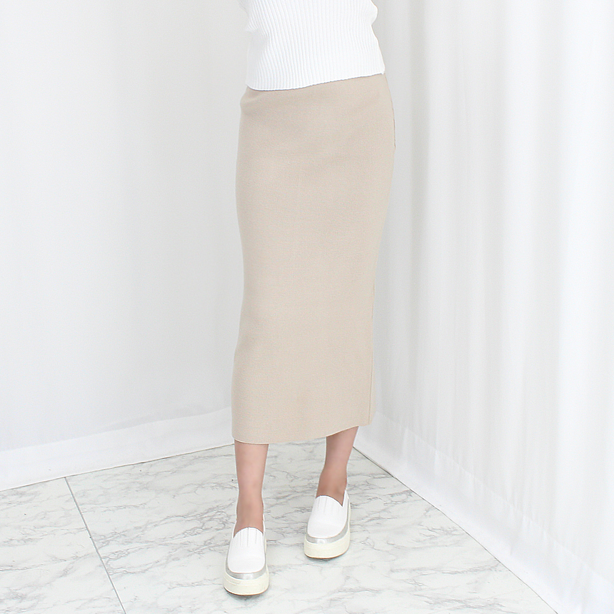 Knit Mermaid Long Skirt Midi Span High Back
