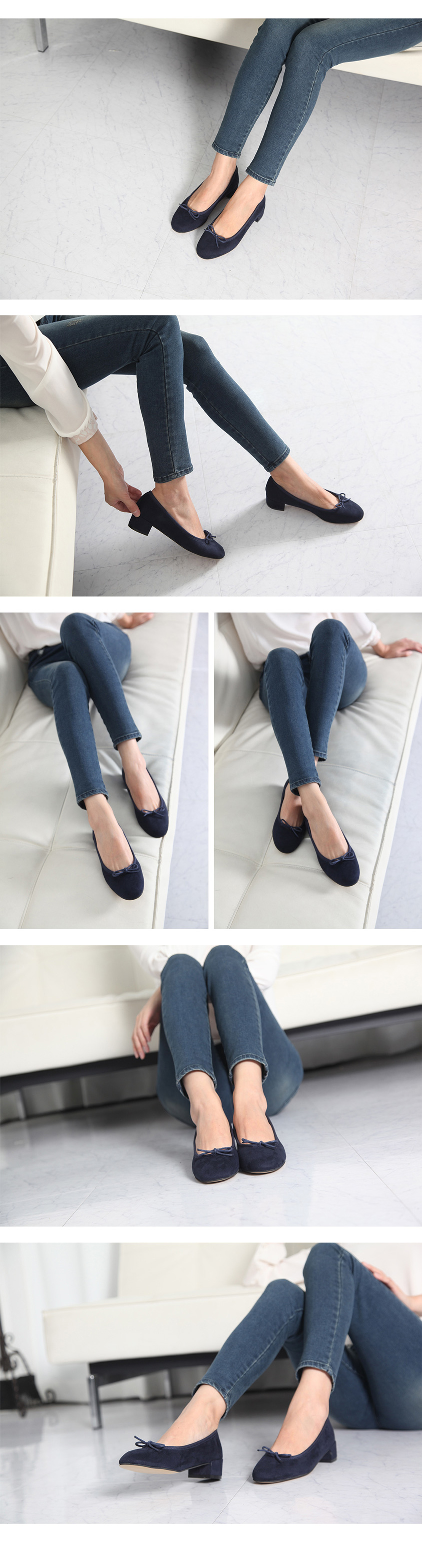 Ribbon Suede Middle Heel 3.5cm Women's Shoes Wo