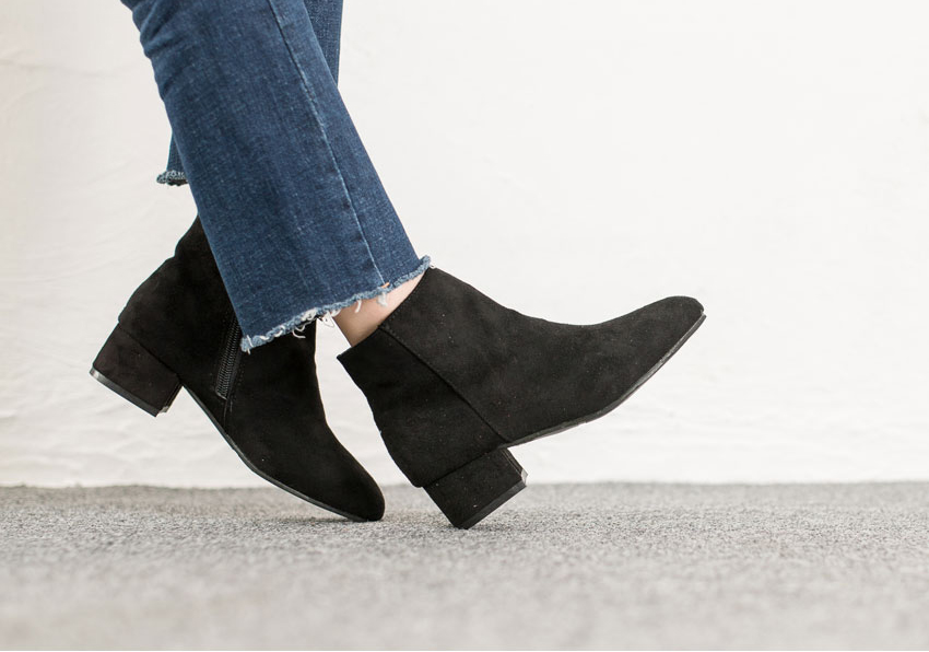 Women Suede Simple Ankle Boots Heeled Low Angle An