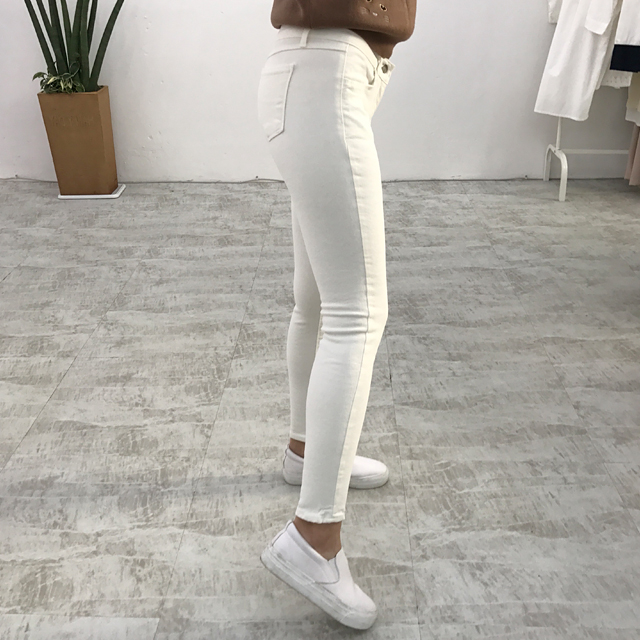 Korea Jeans Pants White Skinny Brushed Jeans Winte