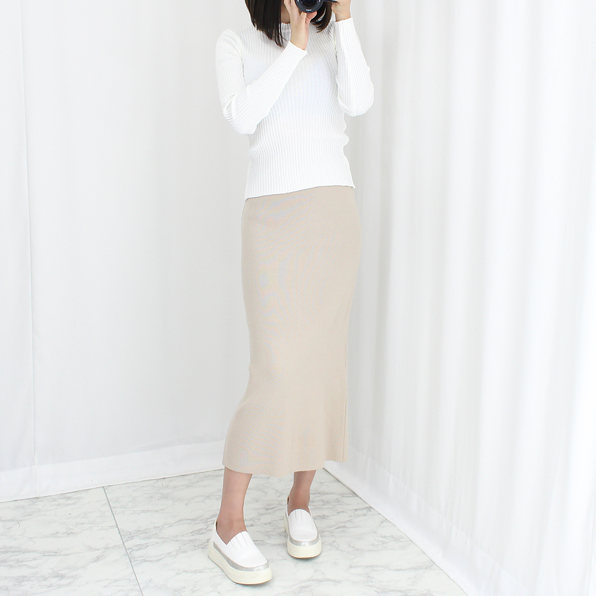 Knit Mermaid Long Skirt Midi Span High Back