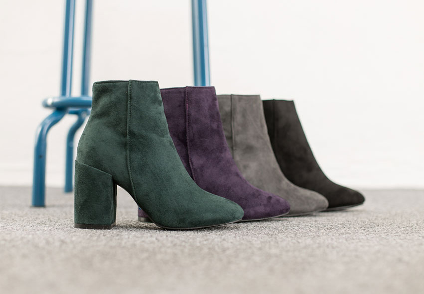 Women Suede Ankle Boots Heeled high-necked angles 