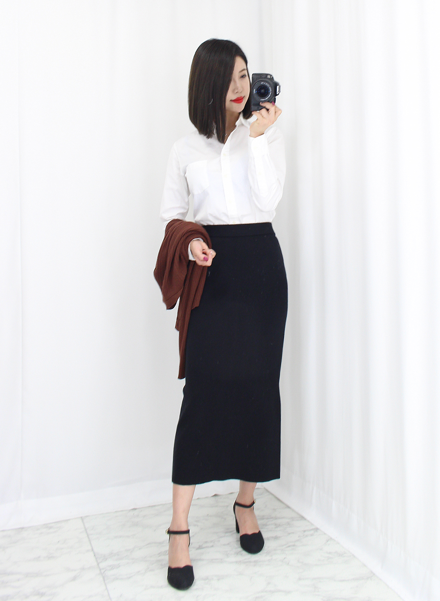 Knit Mermaid Long Skirt Midi Span High Back