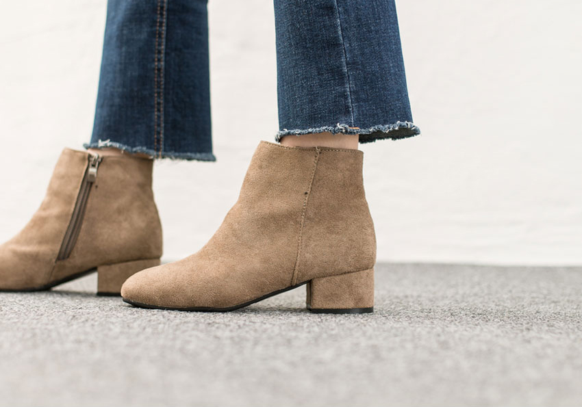 Women Suede Simple Ankle Boots Heeled Low Angle An