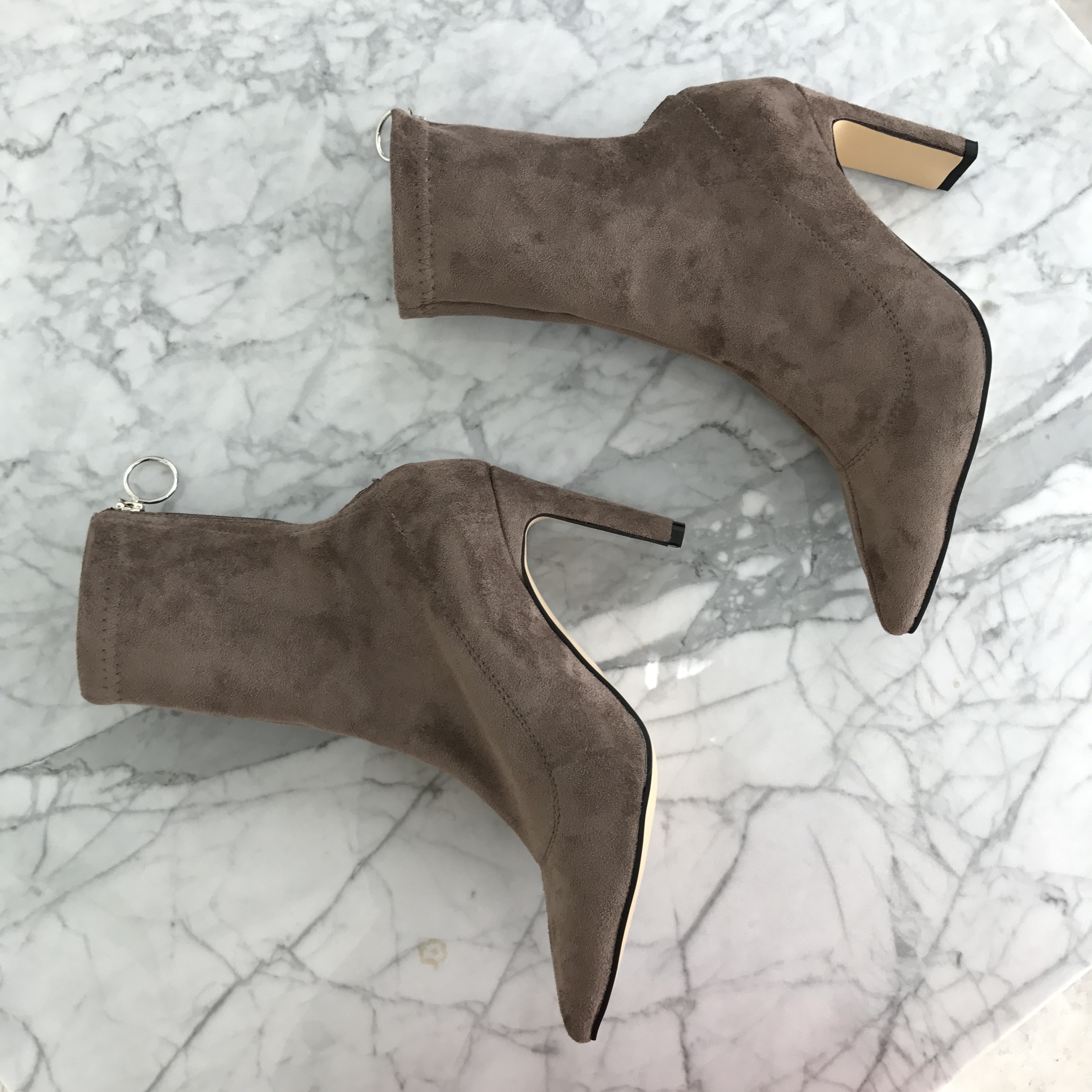 Ring Zipper Suede Angle Boots Ankle Fall Winter We
