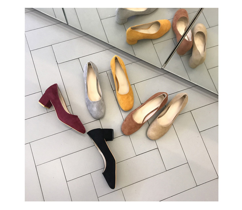 Real Lambskin Suede Middle Heel 6cm Ladies Shoes W