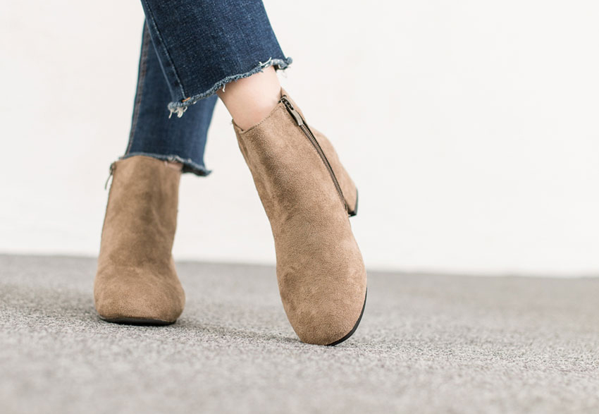Women Suede Simple Ankle Boots Heeled Low Angle An