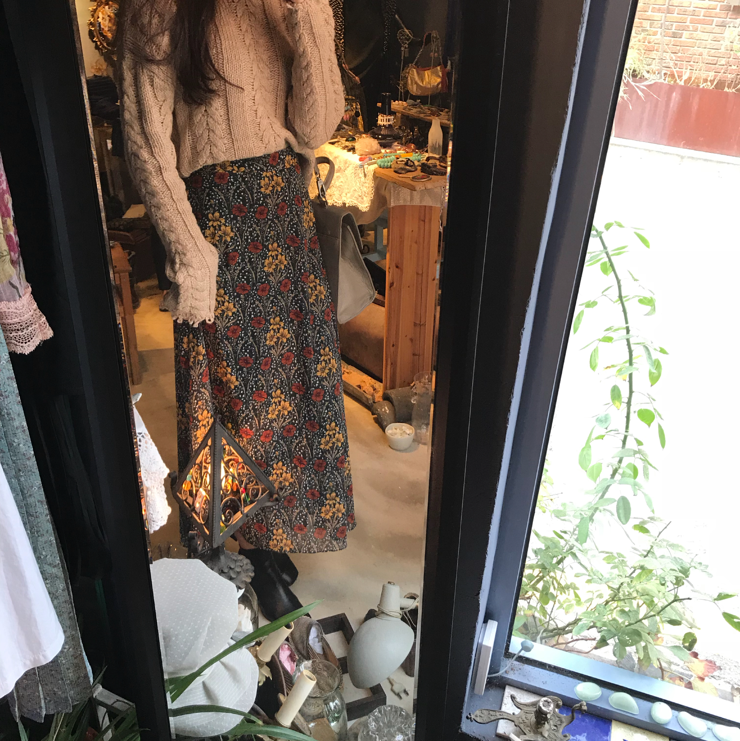 Flower chiffon maxi skirt 2col Winter Coordination