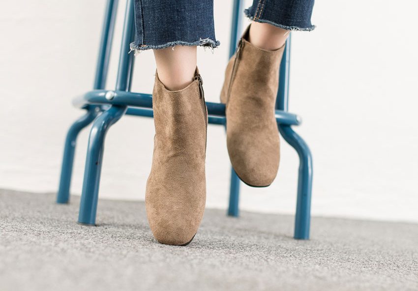 Women Suede Simple Ankle Boots Heeled Low Angle An