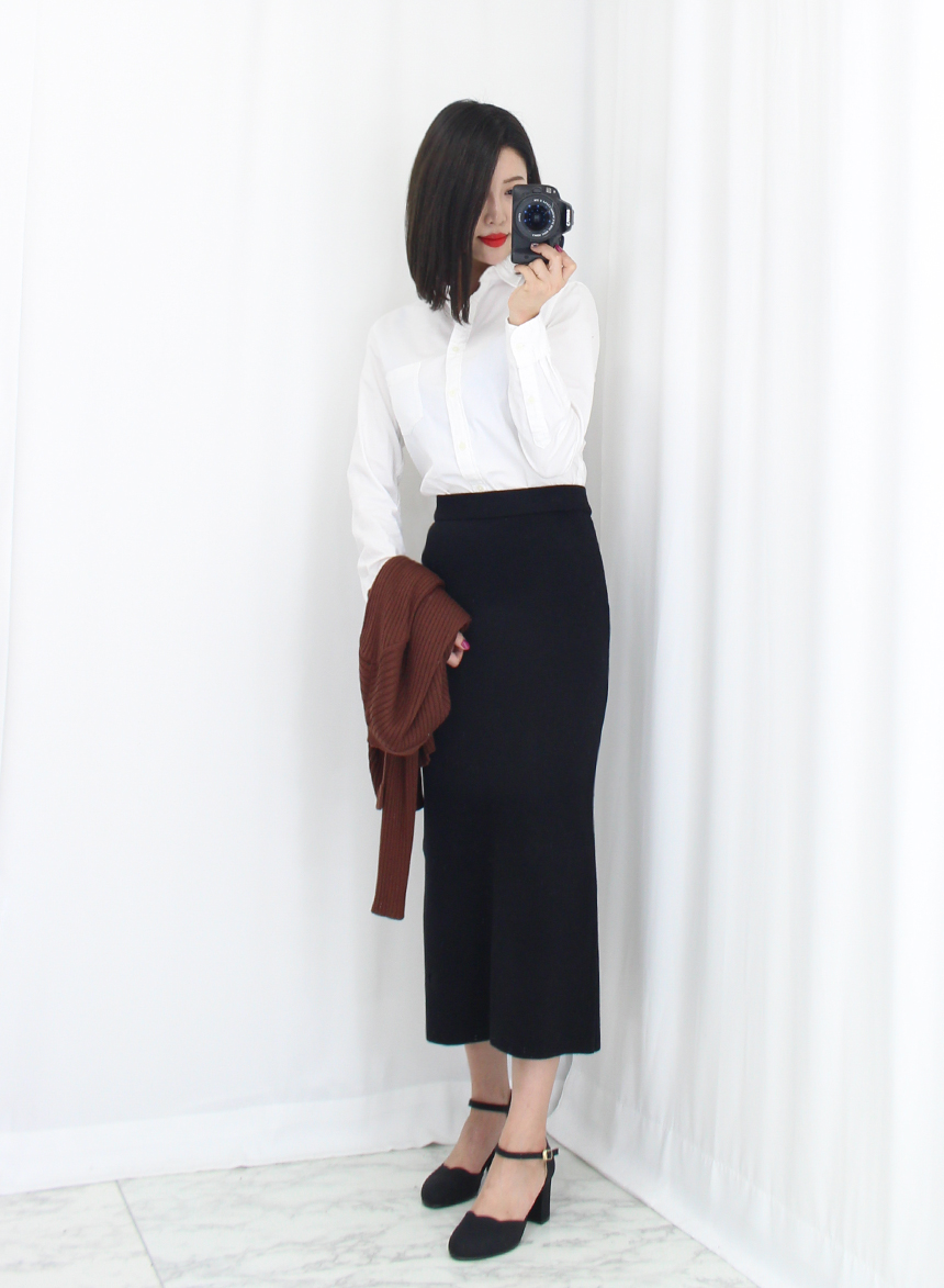 Knit Mermaid Long Skirt Midi Span High Back