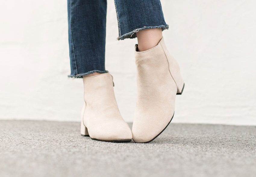 Women Suede Simple Ankle Boots Heeled Low Angle An