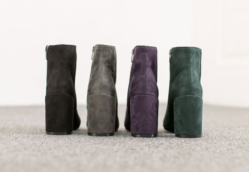 Women Suede Ankle Boots Heeled high-necked angles 