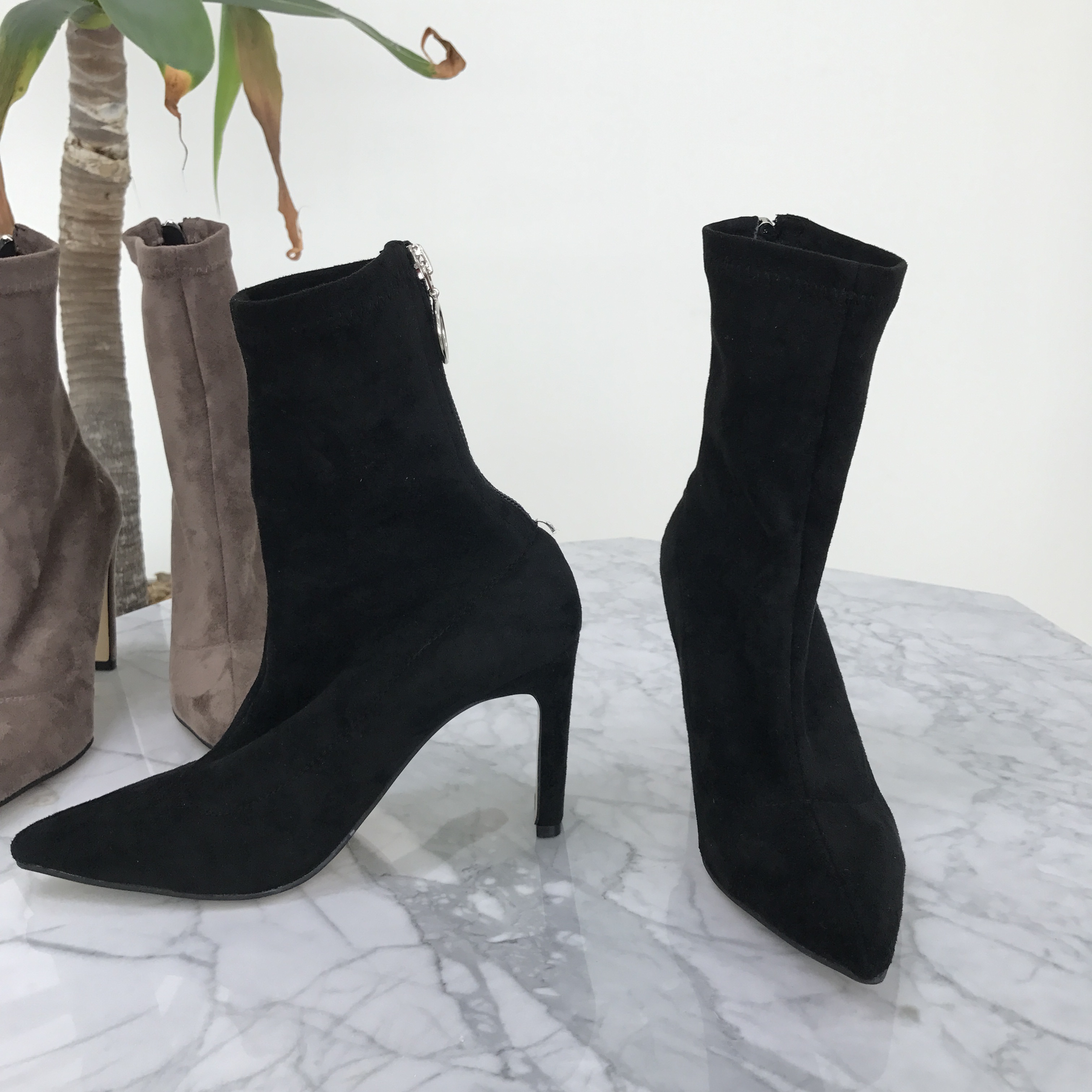Ring Zipper Suede Angle Boots Ankle Fall Winter We