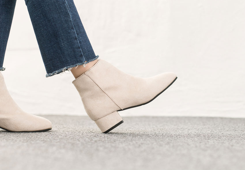 Women Suede Simple Ankle Boots Heeled Low Angle An