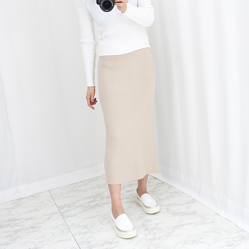 Knit Mermaid Long Skirt Midi Span High Back