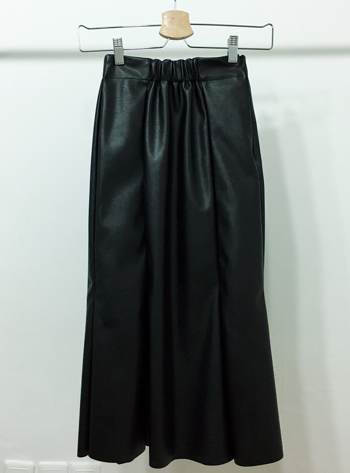 Mermaid Leather Flare Long Skirt Leather Pleated S