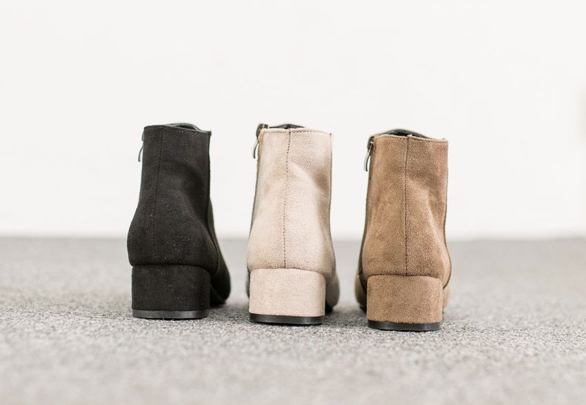 Women Suede Simple Ankle Boots Heeled Low Angle An