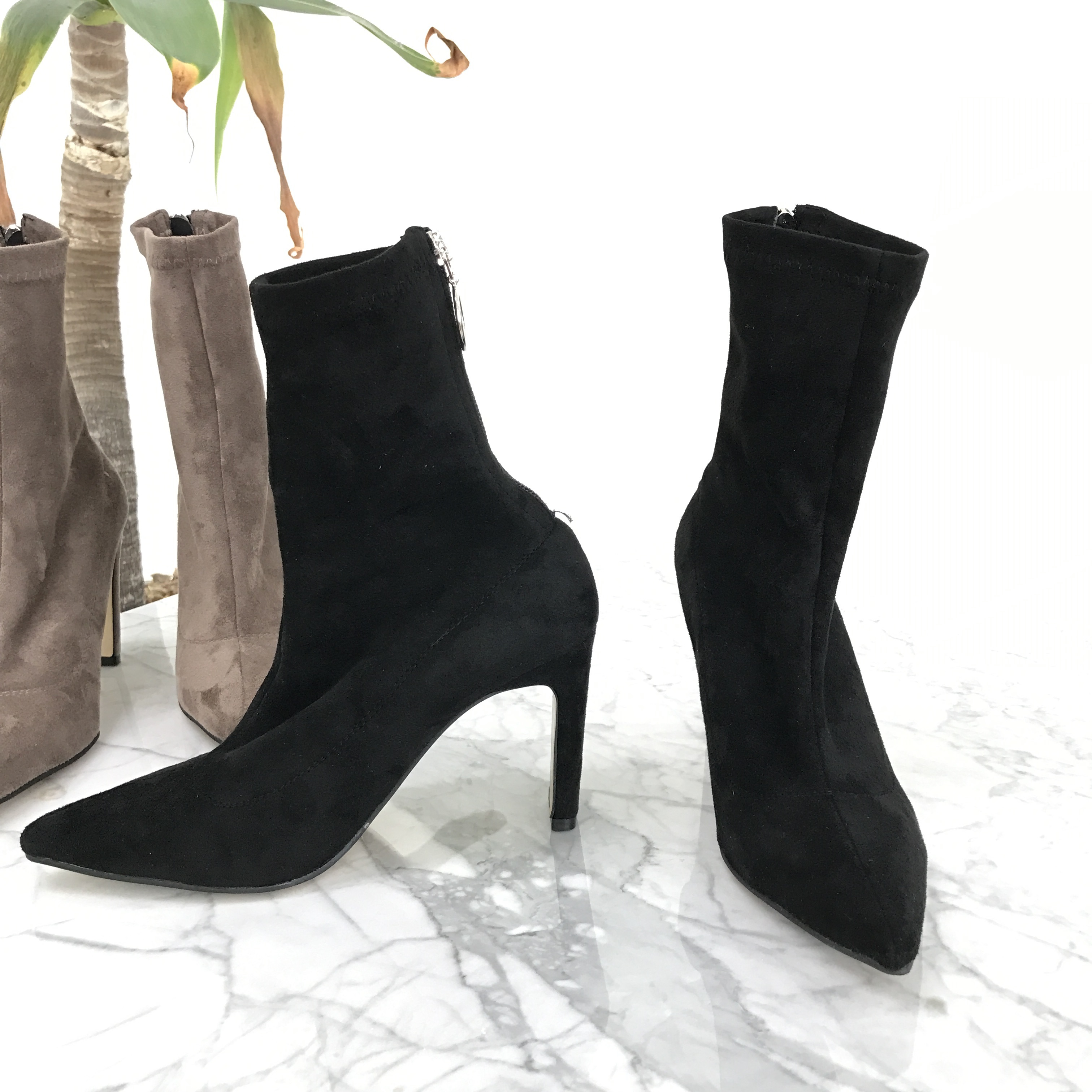 Ring Zipper Suede Angle Boots Ankle Fall Winter We