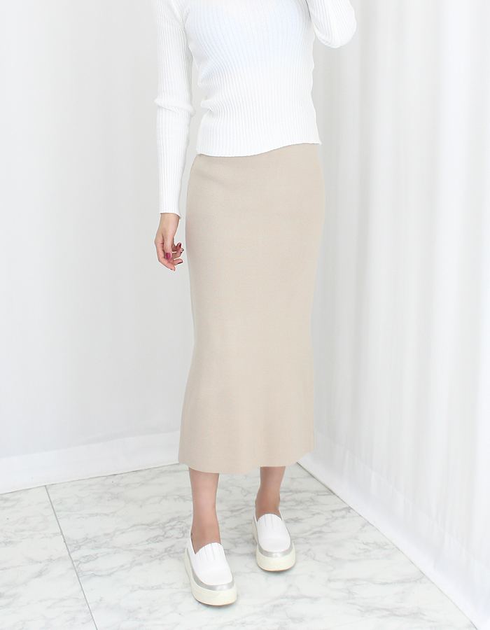 Knit Mermaid Long Skirt Midi Span High Back