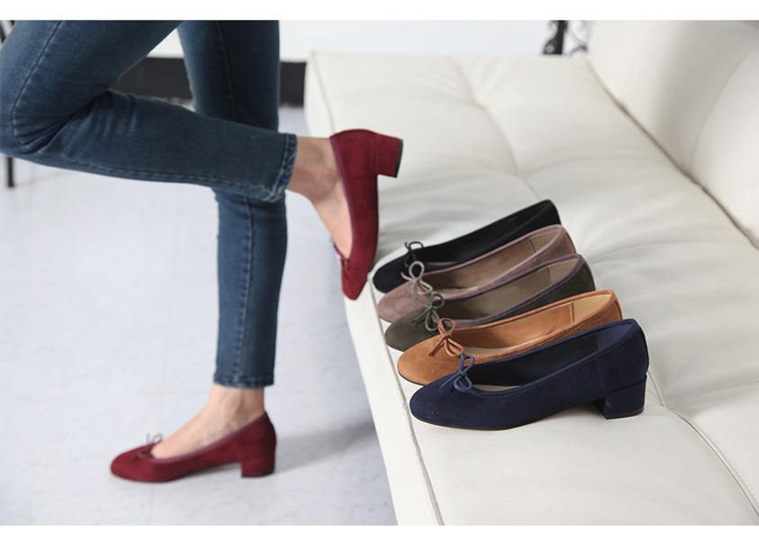 Ribbon Suede Middle Heel 3.5cm Women's Shoes Wo