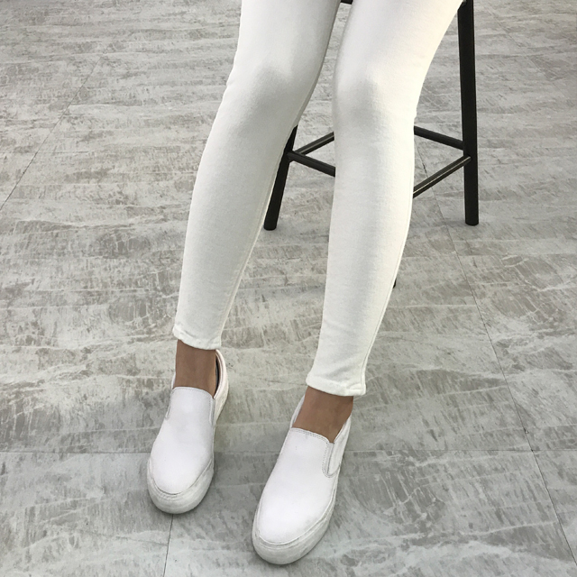 Korea Jeans Pants White Skinny Brushed Jeans Winte