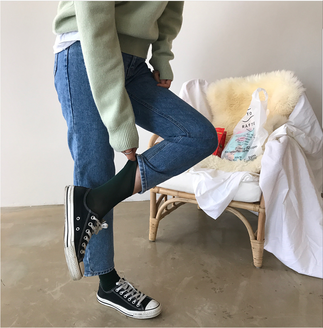 Korea Jeans Pants Non Plain Ribazin Denim S, M Pan