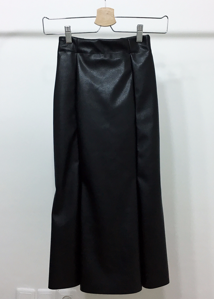Mermaid Leather Flare Long Skirt Leather Pleated S