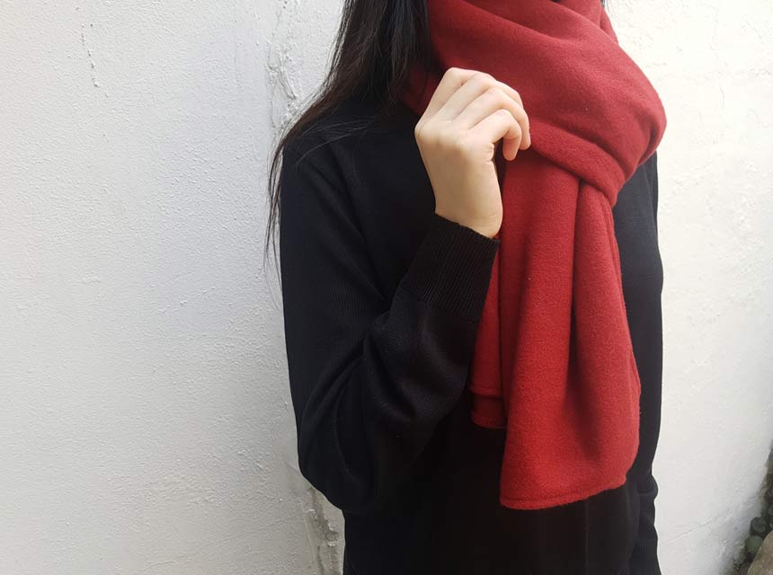 Basic Wool Knit Muffler Shawl Mini Petite Couple I