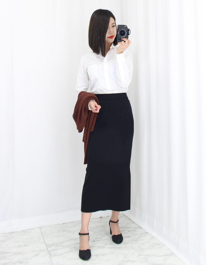 Knit Mermaid Long Skirt Midi Span High Back