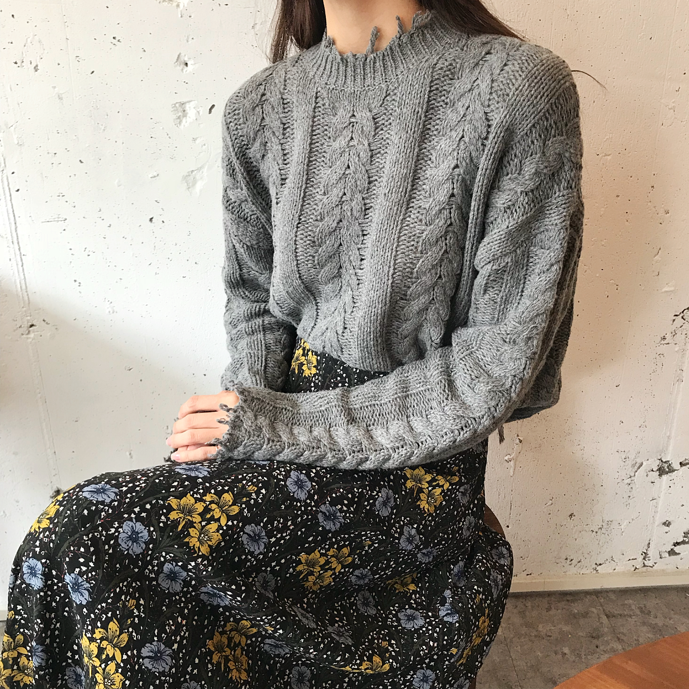 Flower chiffon maxi skirt 2col Winter Coordination