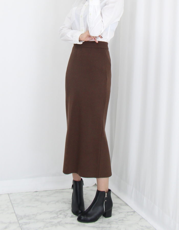Knit Mermaid Long Skirt Midi Span High Back