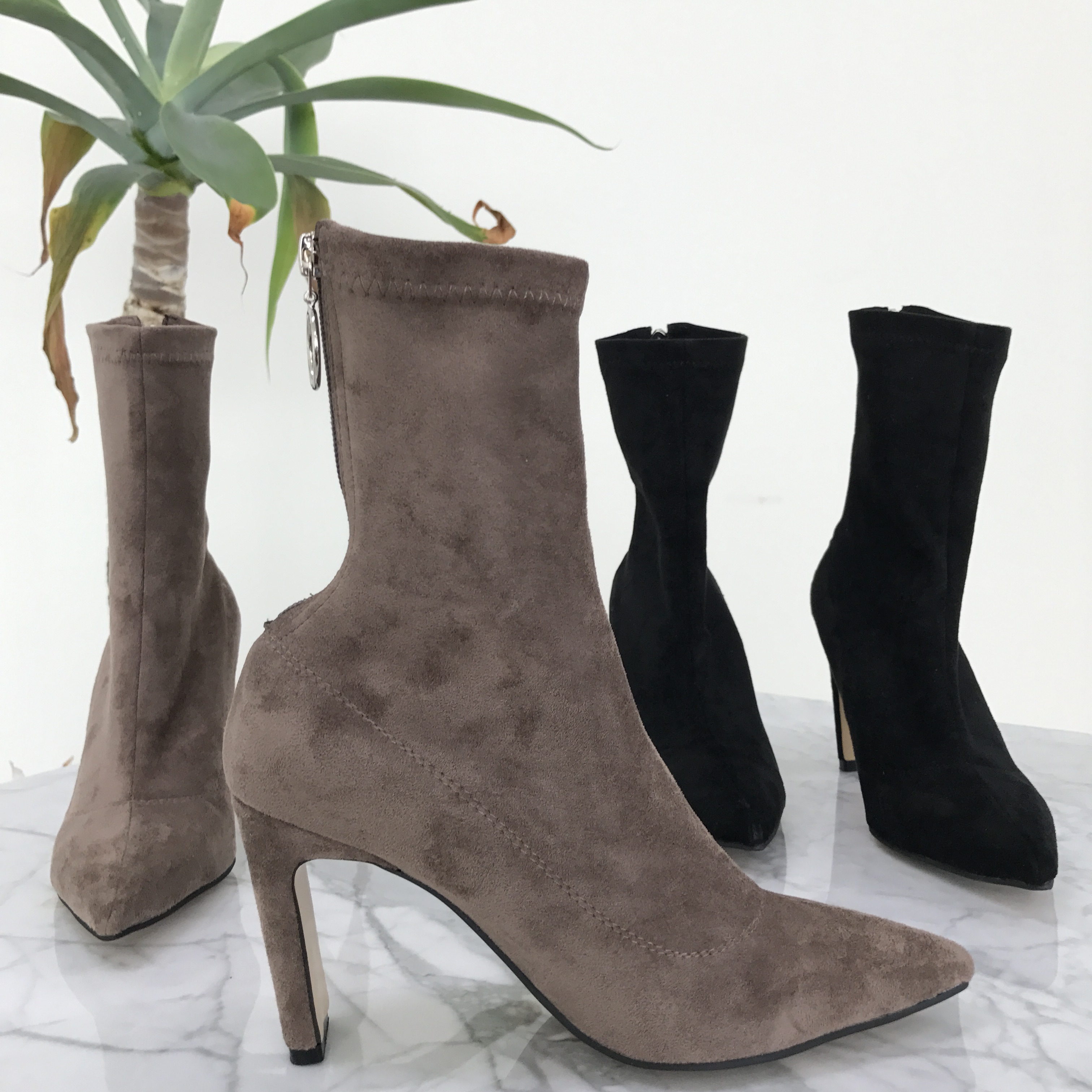 Ring Zipper Suede Angle Boots Ankle Fall Winter We