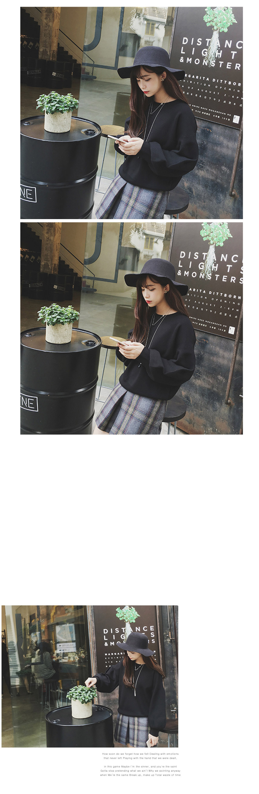 Check wool mini skirt 2size wrinkle autumn winter 