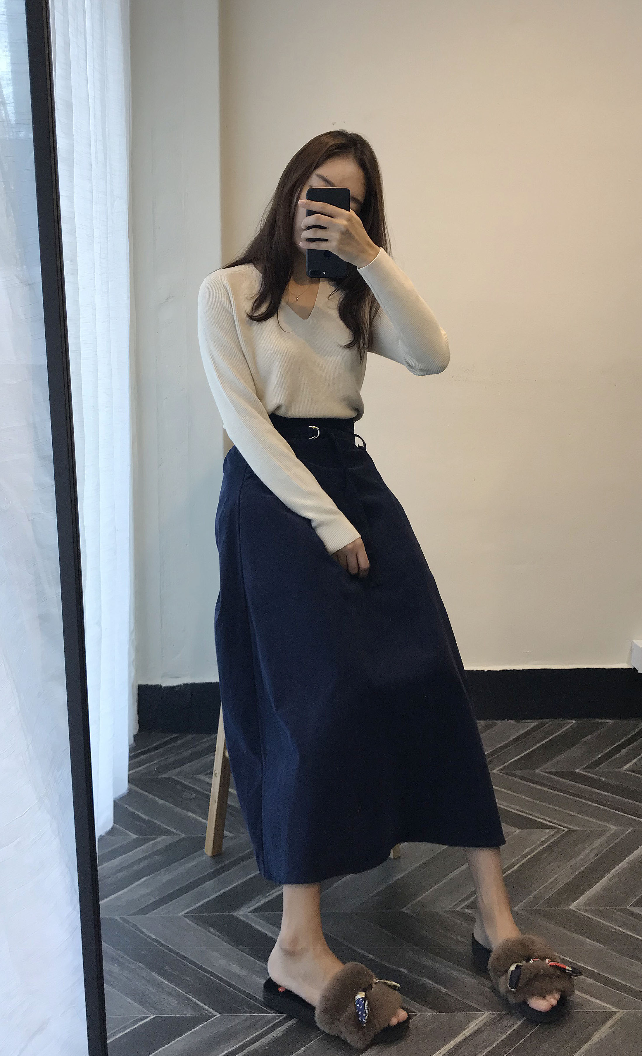 Long skirt 2color skirt autumn