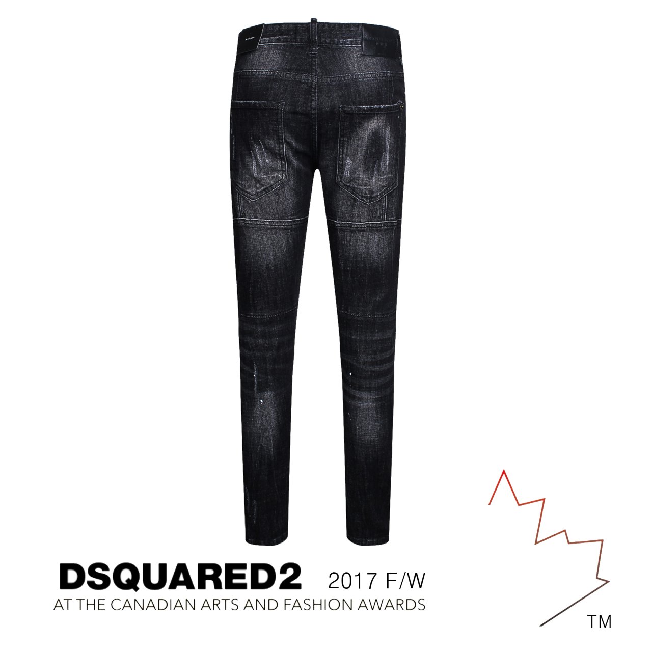 Korea Jeans Pants DiSquared 2 Black Leather Patch 