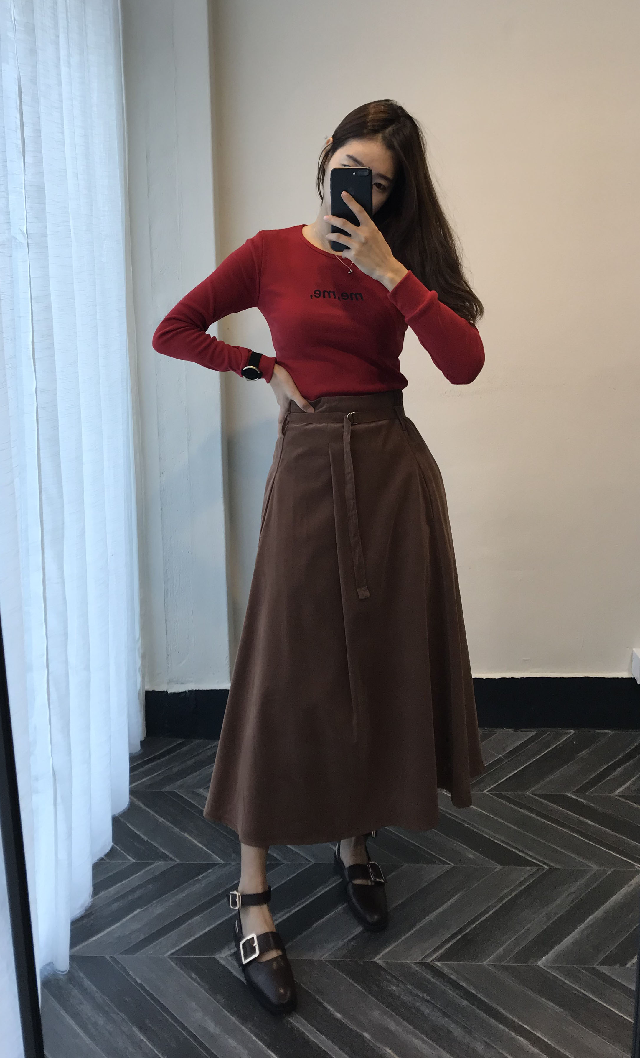 Long skirt 2color skirt autumn