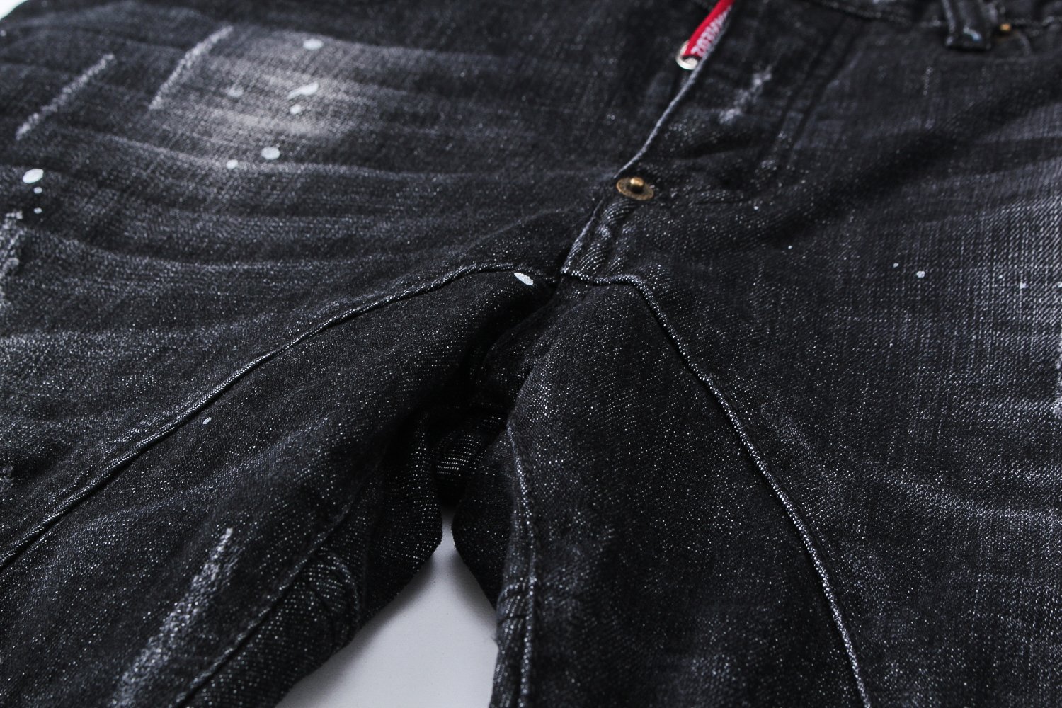Korea Jeans Pants DiSquared 2 Black Leather Patch 