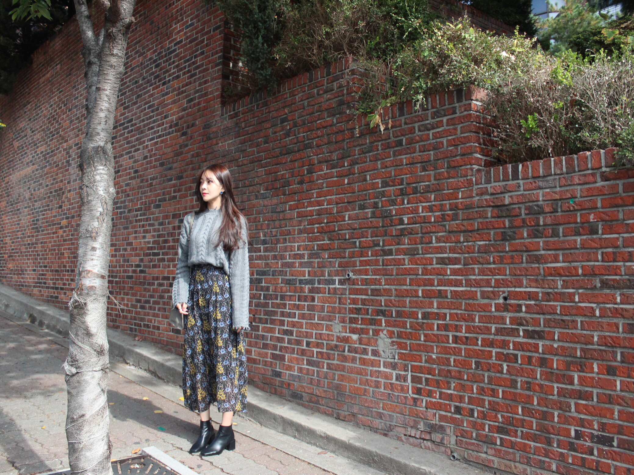 Flower chiffon maxi skirt 2col Winter Coordination